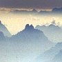 A September dawn view across the Dolomites